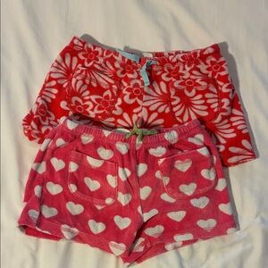 Mini Boden Red Floral & Pink Heart Terry Cloth Toweling Shorts Lot